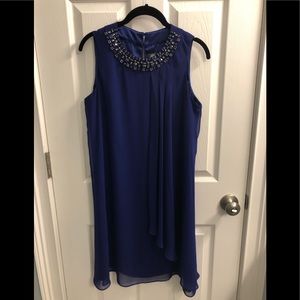 Vince Camuto Dress Jeweled Neckline Blue Size 6